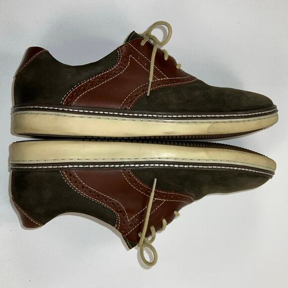 Johnston & Murphy Upton Saddle Oxford Shoes Olive Nubuck Snuff Leather Size 10.5 main image 7